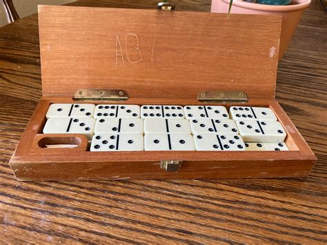 old metal dominos box|Vintage Domino Set for sale .